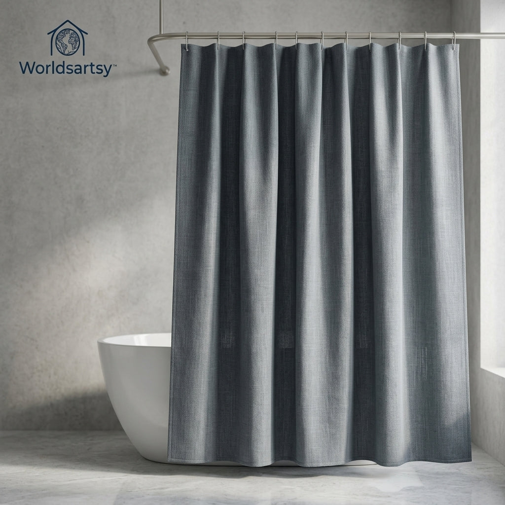 Worldsartsy™ MistGrey Textured Shower Curtain